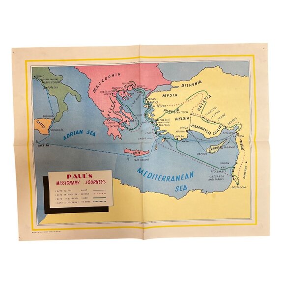 1951 Standard Bible Maps And Charts 8 Poster Set 19x25 Sunday School Vintage Lot - Picture 9 of 11